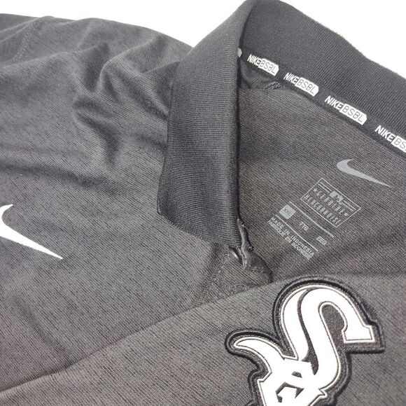 Nike BSBL Dri-Fit Chicago White Sox Shirt Mens Large Polo S/S Black Stretch Golf - Picture 1 of 5
